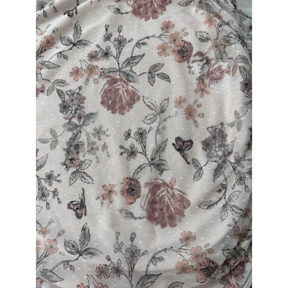 Womens Coquette XL Light Pink Mesh Top Floral Fairycore Blouse Boho Cottagecore - Picture 4 of 8